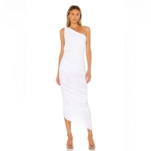 Norma Kamali One-Shoulder Sheer White Midi Dress Size Medium